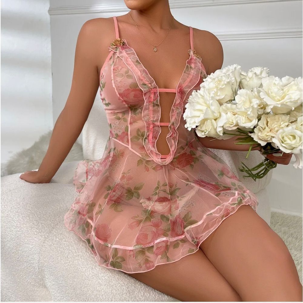 Exotic Lingerie for Women Lace Babydoll Chemise Sexy Sheer Nightwear Underwear